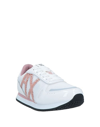 Sneakers Armani Exchange Albi Damă cu Detalii Roz Metalizat