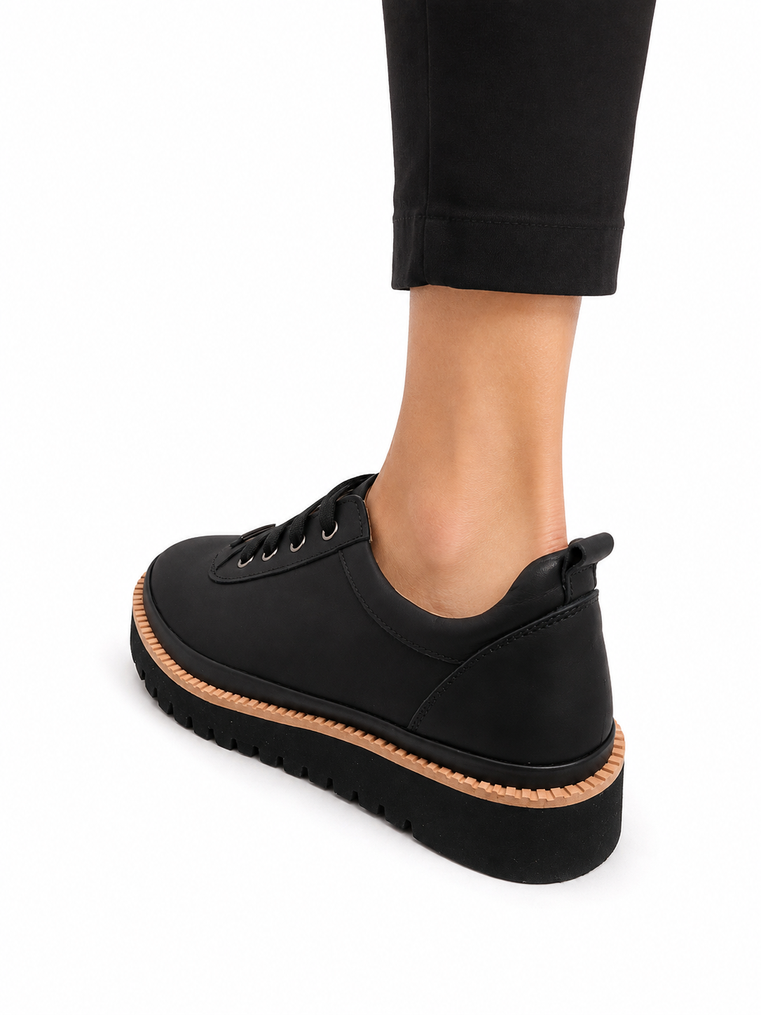 Pantofi Casual Novita Damă din Piele Naturală Negri, Talpă Groasă