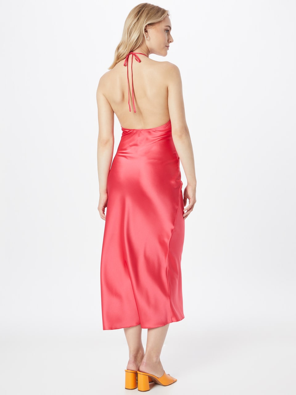 Rochie satinată strappy cu decupaje midi Strappy Cut Nasty Gal pentru femei
