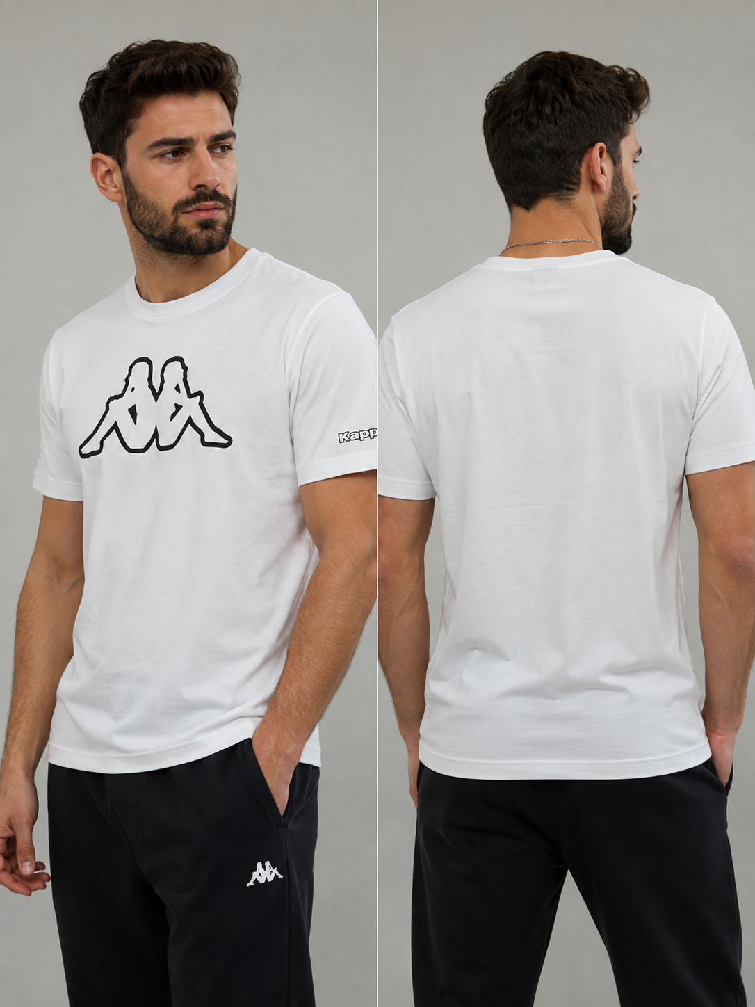 Tricou Kappa Authentic Logo Alb Bărbați