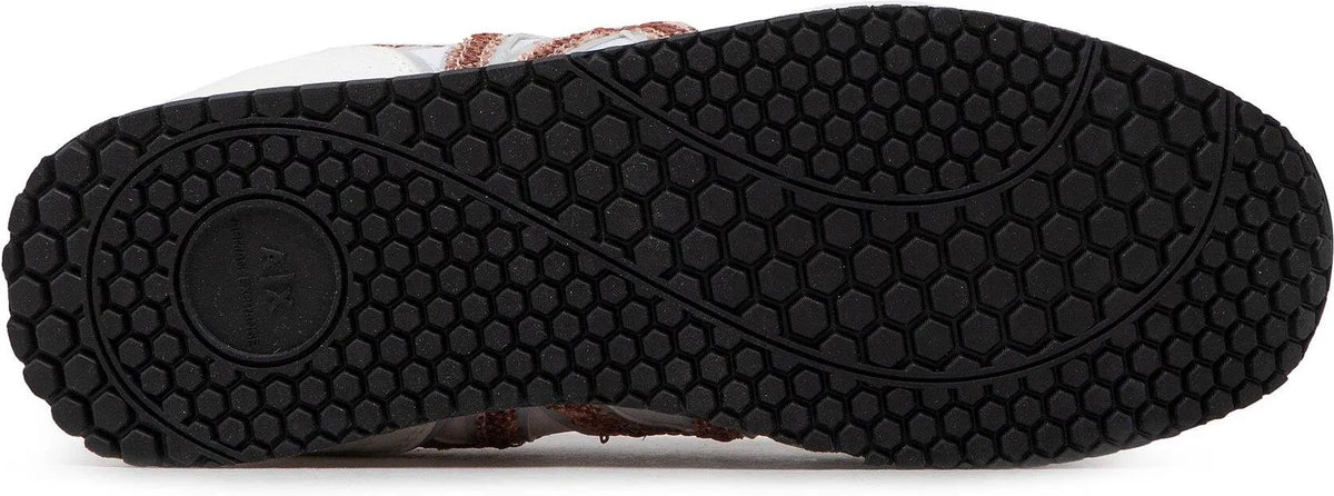 Sneakers Armani Exchange Albi Damă cu Detalii Roz Metalizat