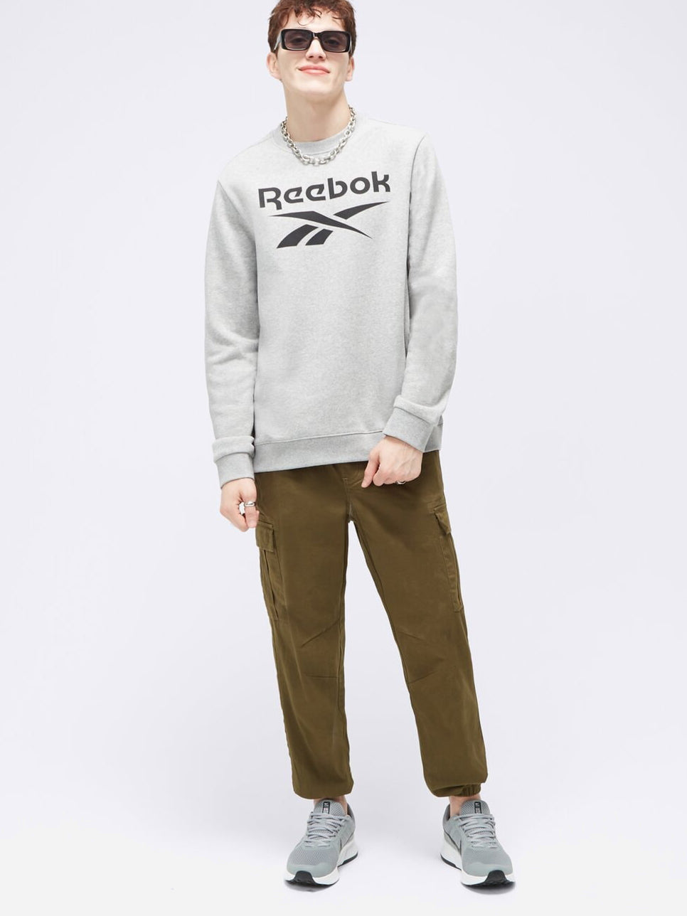 Hanorac fără glugă Reebok bărbați - Gri - image 3