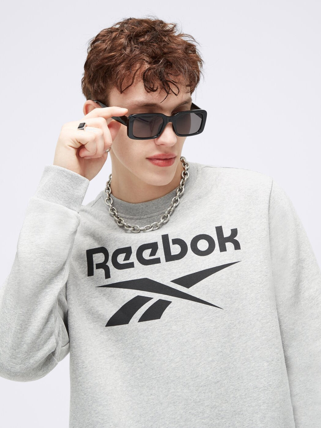 Hanorac fără glugă Reebok bărbați - Gri - image 4