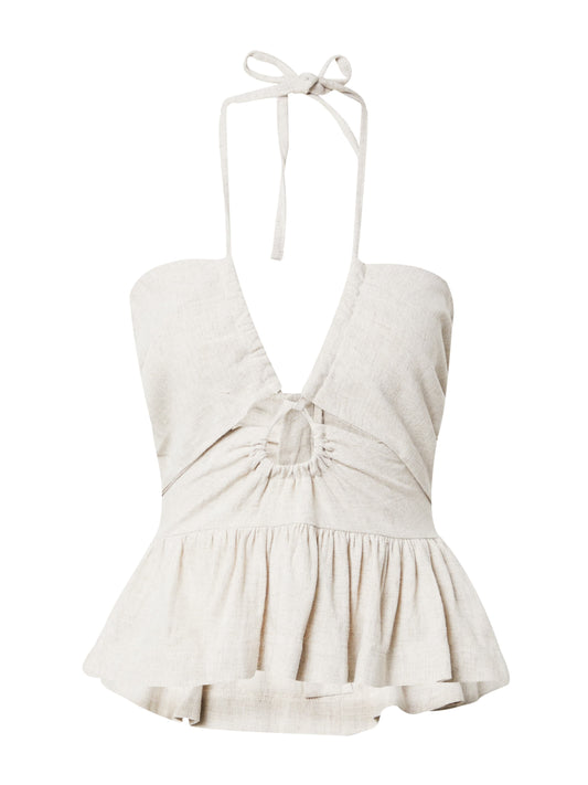 Tricou linen mix cu decupaje detail halter Linen Mix Warehouse pentru femei
