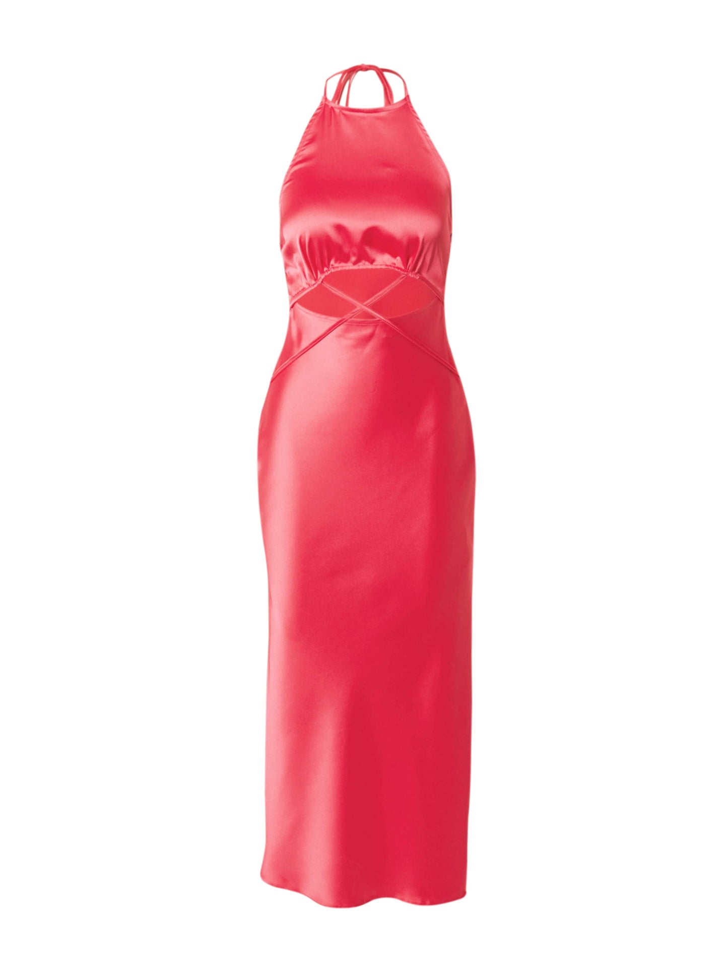 Rochie satinată strappy cu decupaje midi Strappy Cut Nasty Gal pentru femei