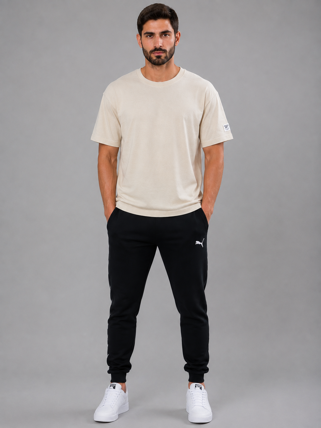 Tricou Reebok Oversized Crem Bărbați