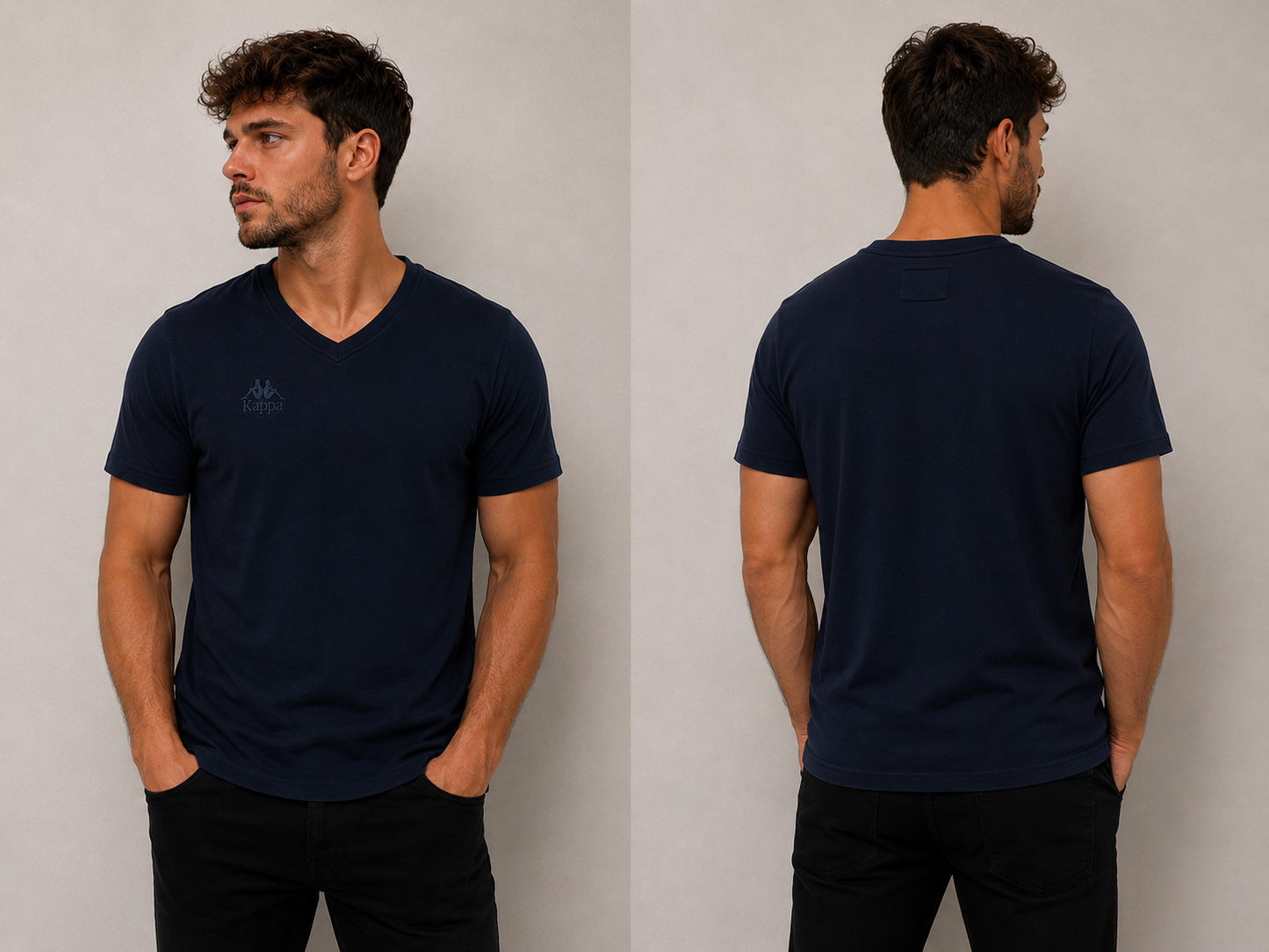 Tricou Kappa V-Neck Bleumarin Bărbați