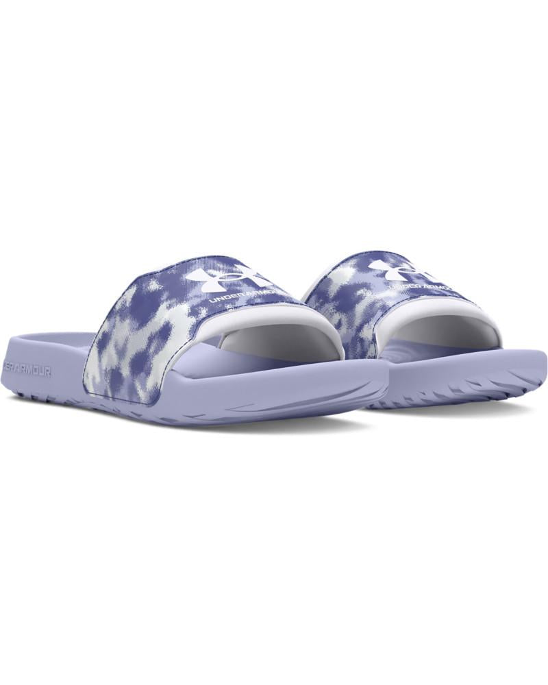 Papuci Under Armour Ansa Graphic Damă, Mov/Lila cu Imprimeu, Logo Alb