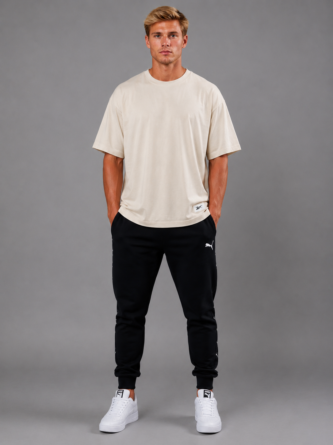 Tricou Reebok Oversized Crem Bărbați