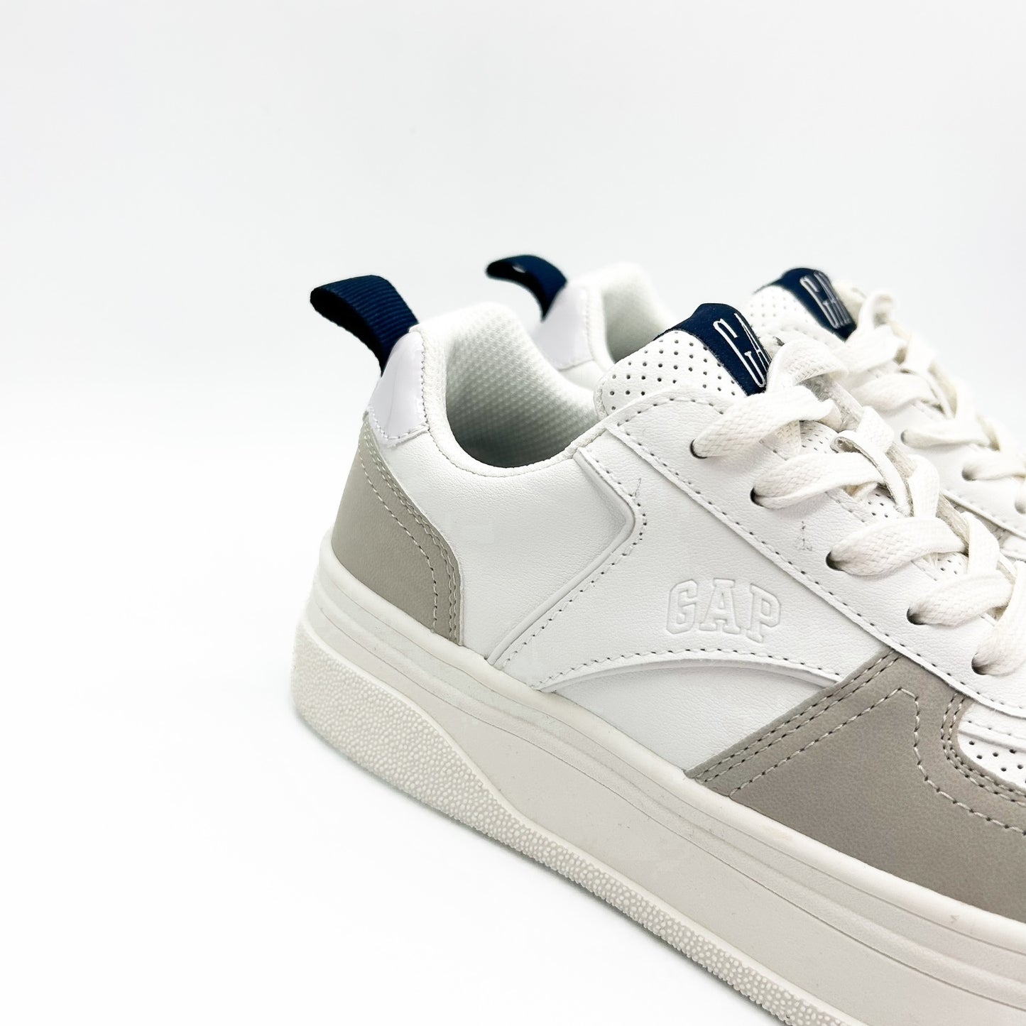 Sneakers GAP Platform Albi cu Detalii Gri și Bleumarin
