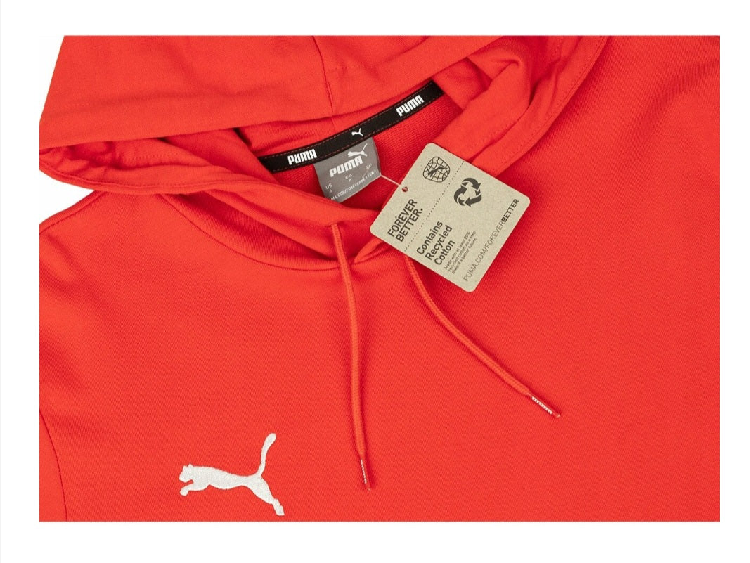 Hanorac Puma Unisex Roșu cu Glugă și Logo Alb