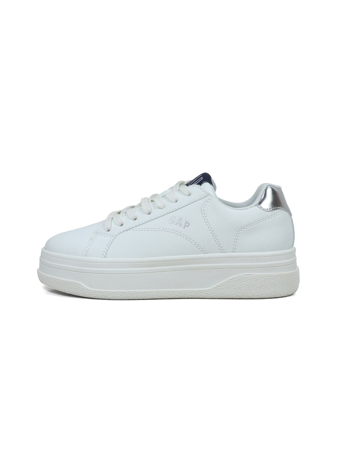 Sneakers GAP Platform Albi Femei cu Detalii Argintii