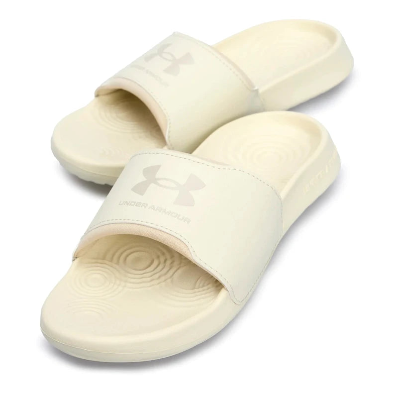 Papuci Under Armour Ansa Fix Damă, Crem/Ivory, Logo Tonal