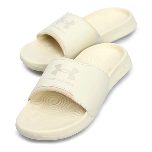 Papuci Under Armour Ansa Fix Damă, Crem/Ivory, Logo Tonal