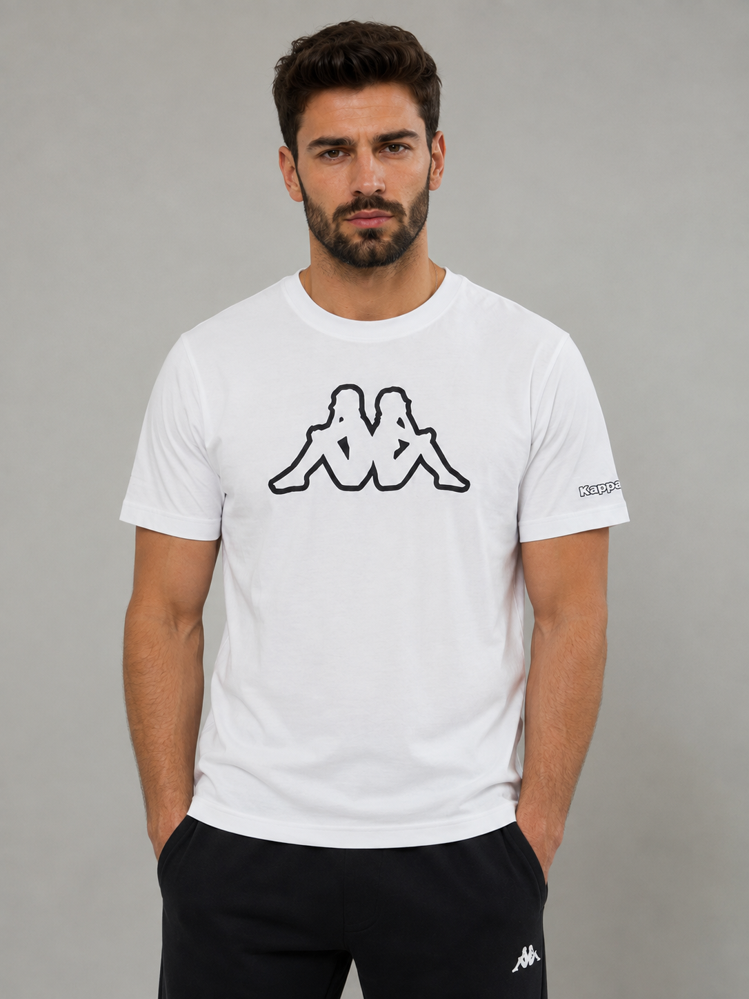 Tricou Kappa Authentic Logo Alb Bărbați
