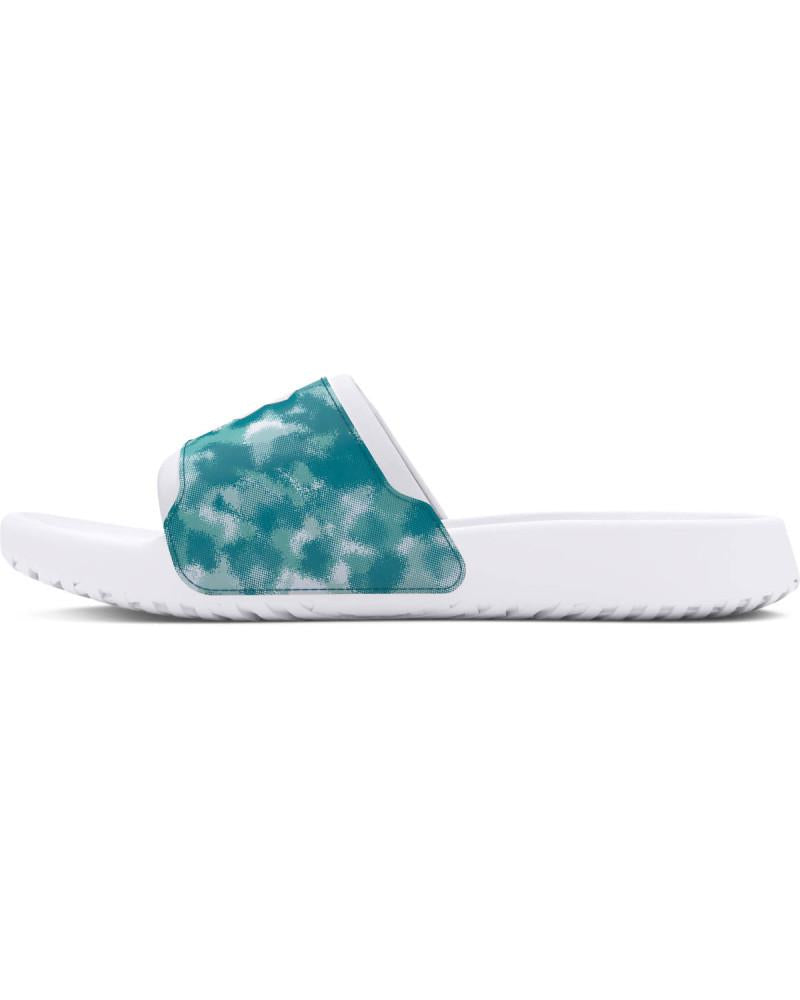 Papuci Under Armour Ansa Graphic Damă, Alb/Turcoaz, Imprimeu Tie-Dye