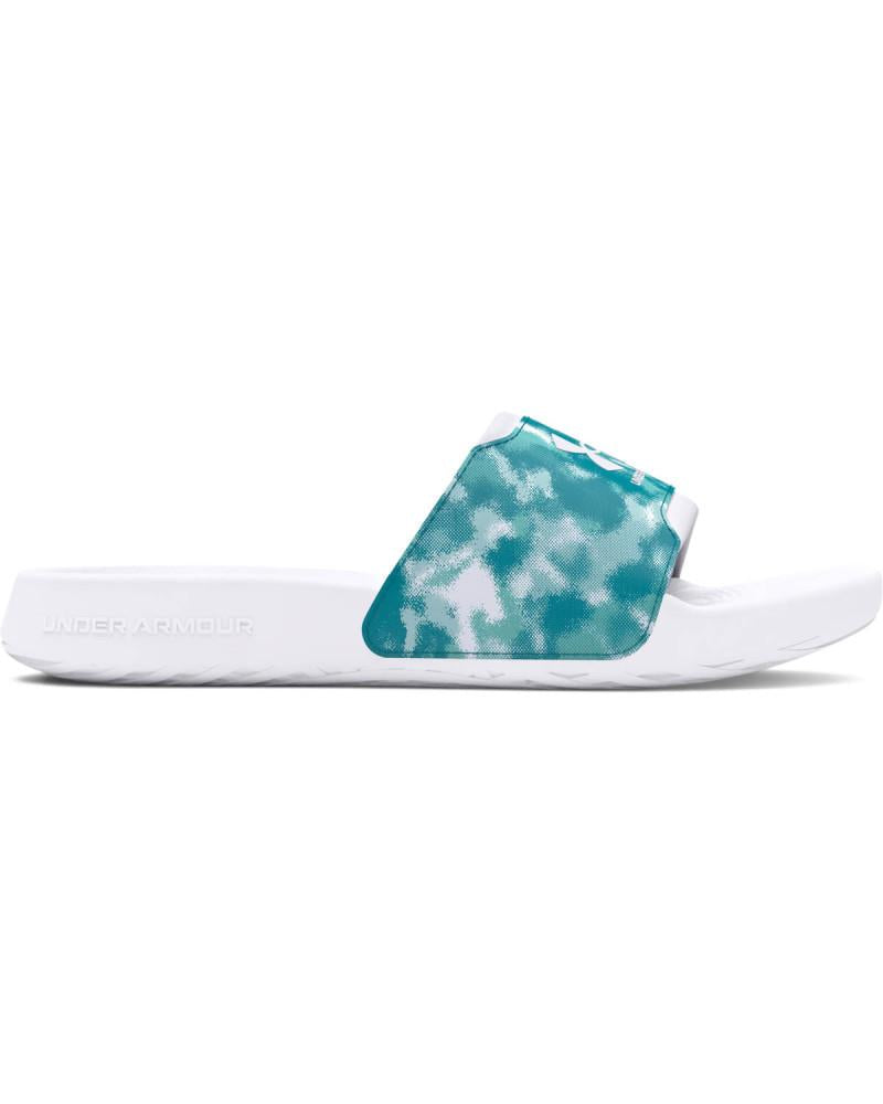 Papuci Under Armour Ansa Graphic Damă, Alb/Turcoaz, Imprimeu Tie-Dye
