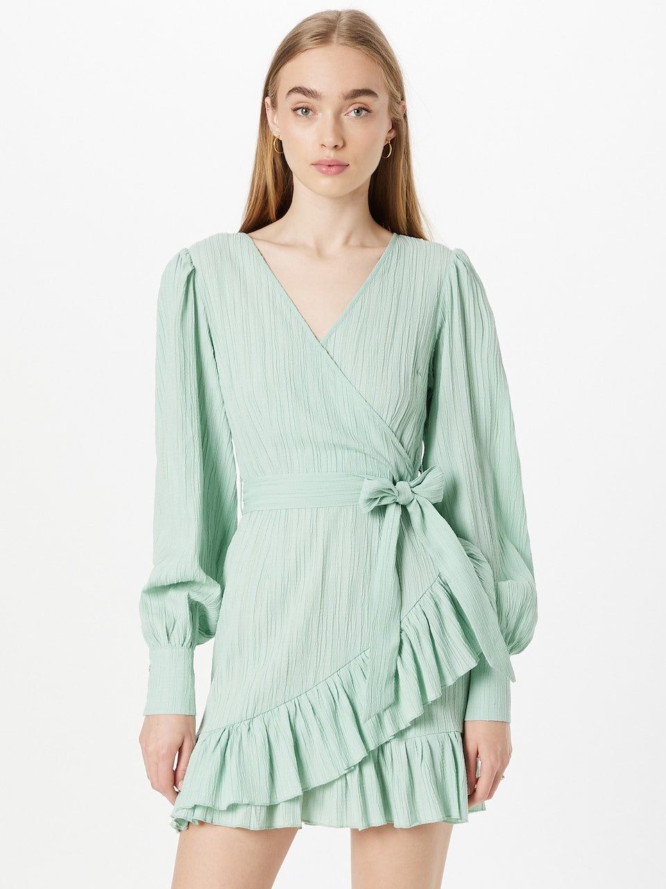 Rochie textured wrap cu volane mini Textured Wrap Misspap pentru femei roșu