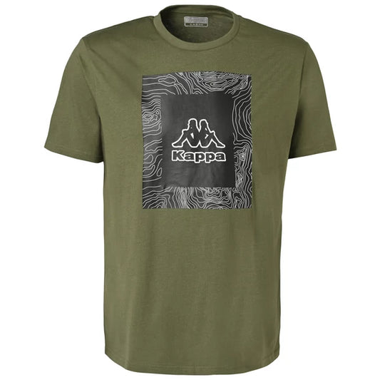 Tricou Kappa Verde Kaki cu Logo Grafic Bărbați