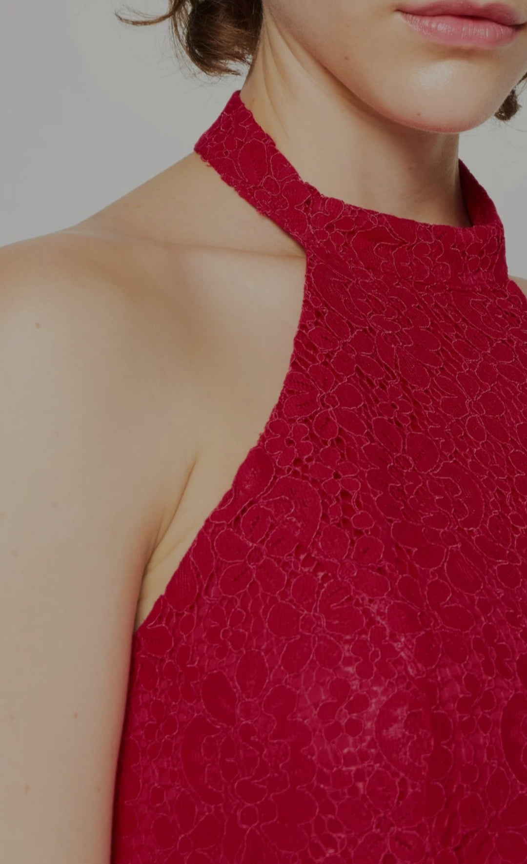 Rochie din material țesut cu decolteu halter și dantelă ONLY pentru femei