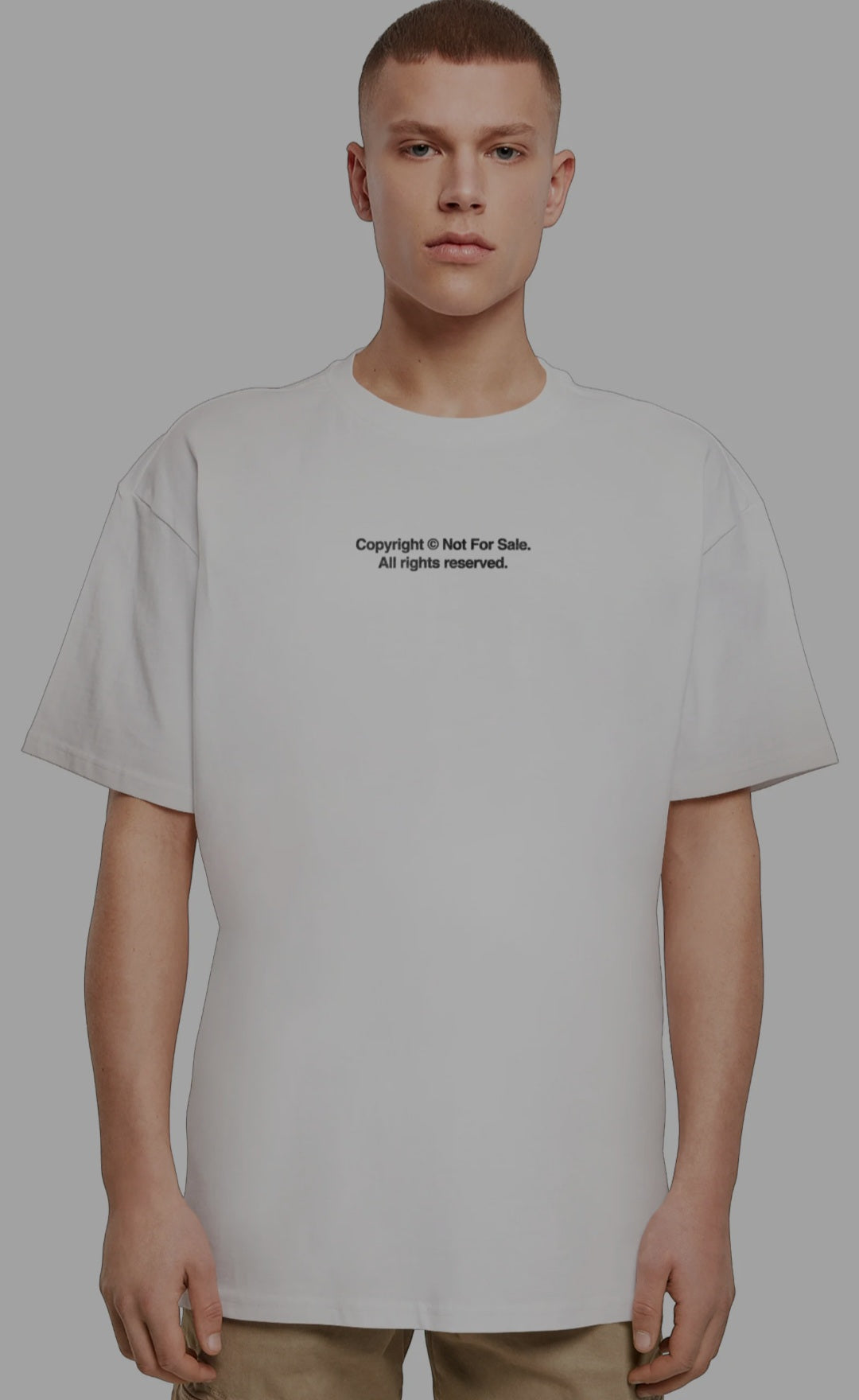 Tricou Oversized Alb Bărbați cu Imprimeu Fingerprint