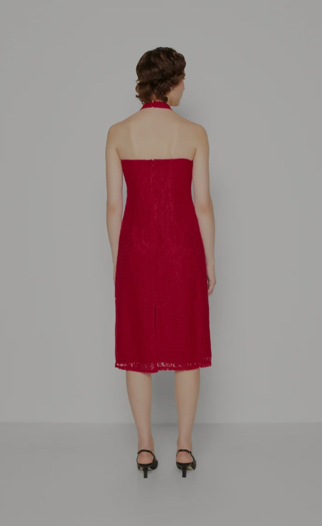 Rochie din material țesut cu decolteu halter și dantelă ONLY pentru femei