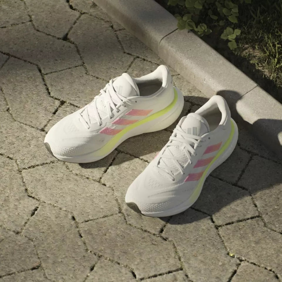 Adidas Supernova Prima – Pantofi Alergare Albi cu Roz și Verde Neon
