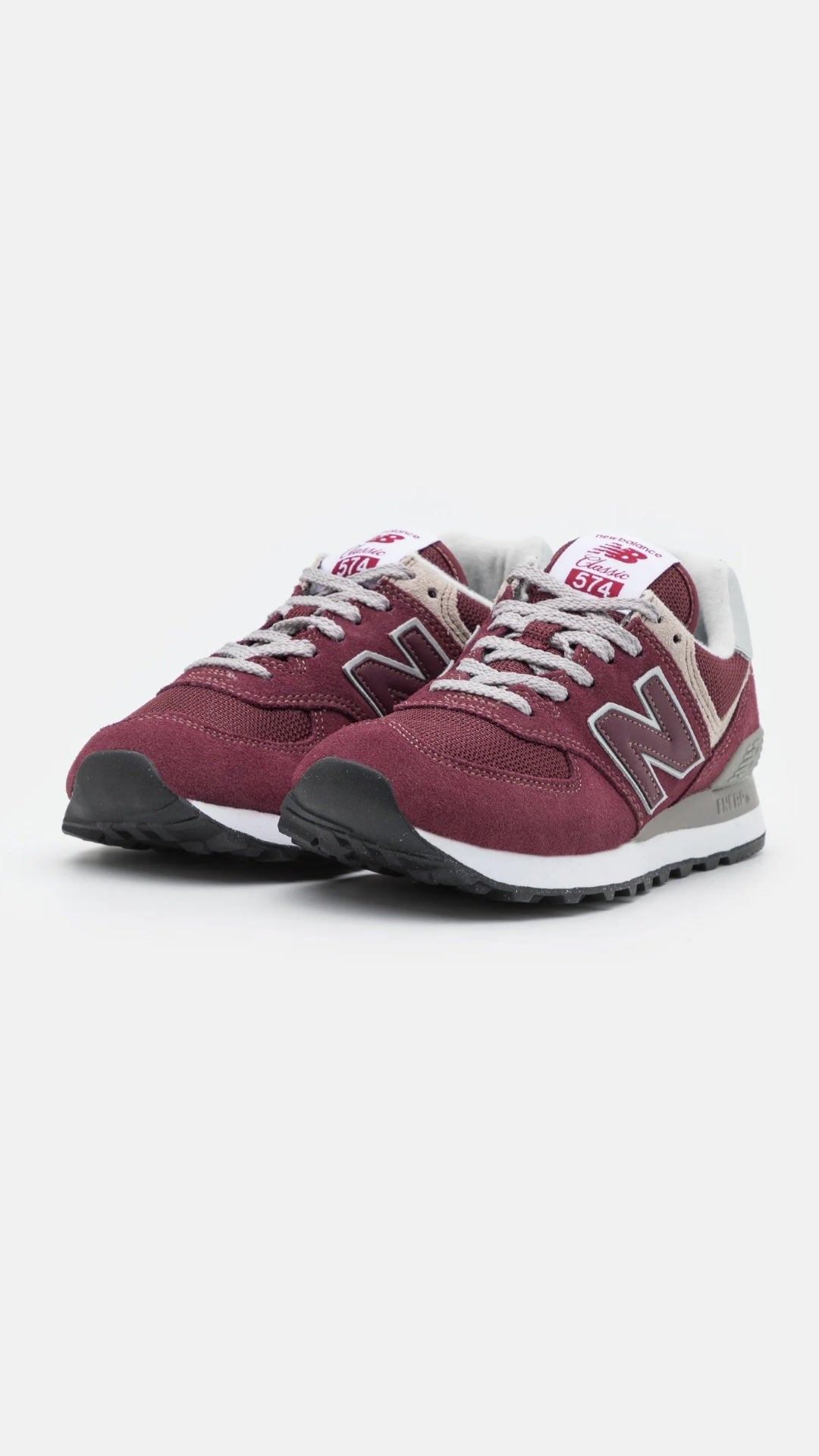 New Balance 574 Sneakers Vișinii din Piele Naturală Întoarsă și Material Textil