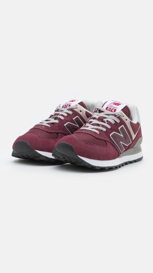 New Balance 574 Sneakers Vișinii din Piele Naturală Întoarsă și Material Textil