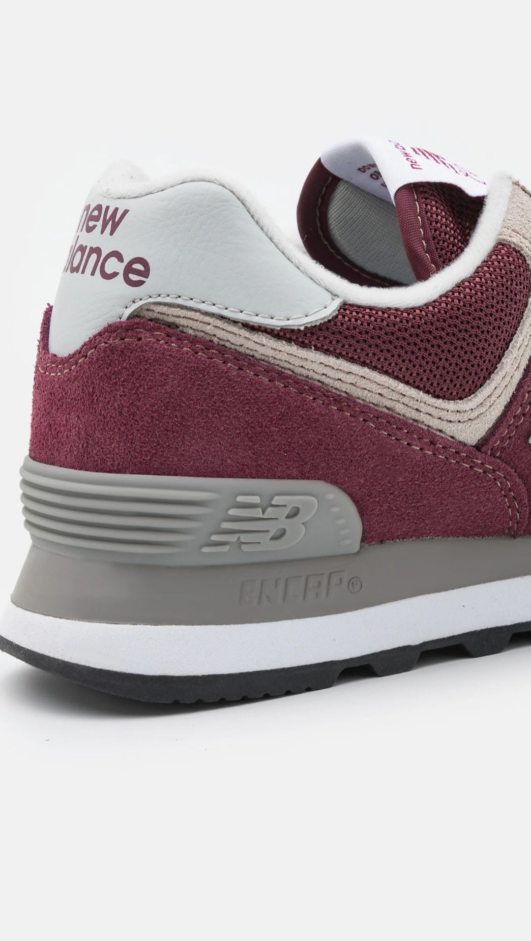 New Balance 574 Sneakers Vișinii din Piele Naturală Întoarsă și Material Textil
