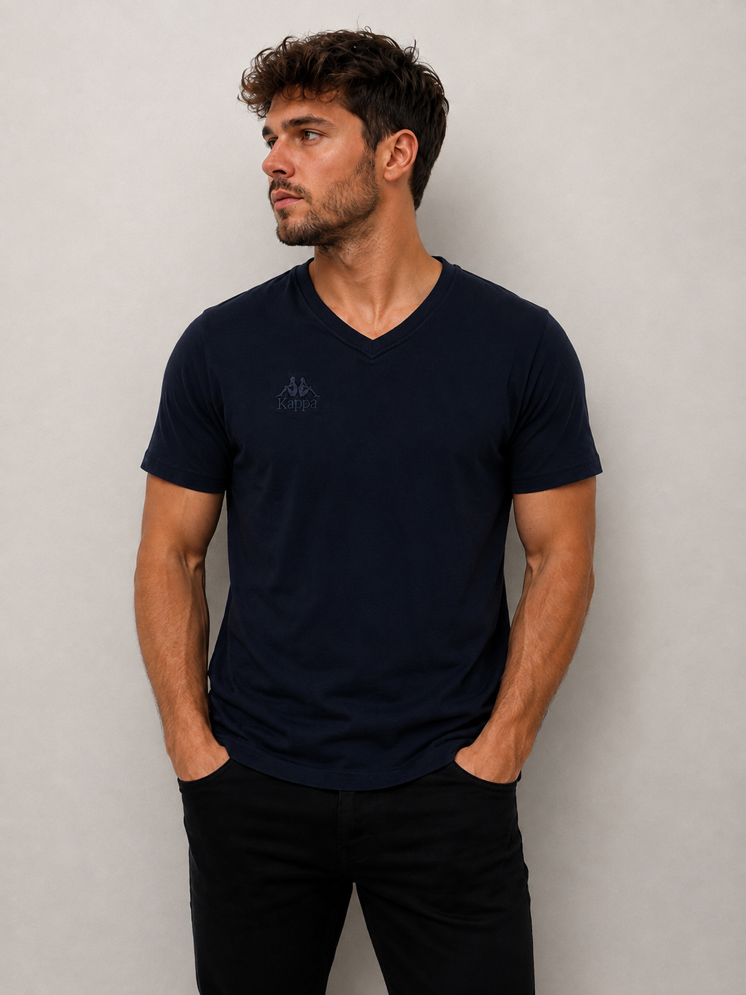 Tricou Kappa V-Neck Bleumarin Bărbați