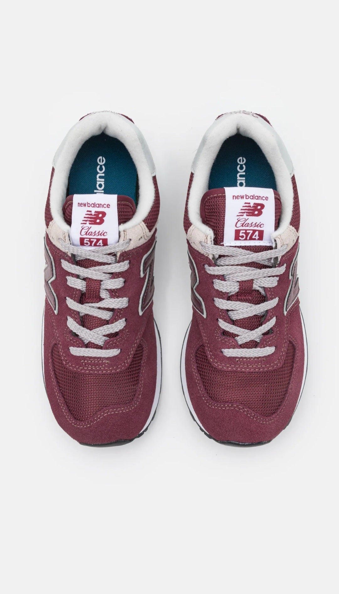 New Balance 574 Sneakers Vișinii din Piele Naturală Întoarsă și Material Textil