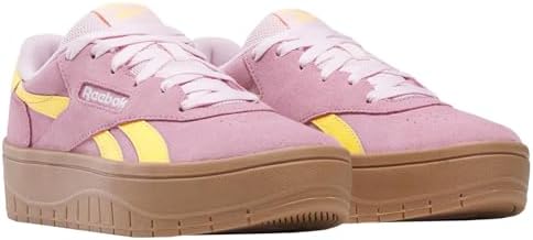 Sneakers Reebok Platform Roz cu Galben Femei – Piele Naturală & Material Sintetic