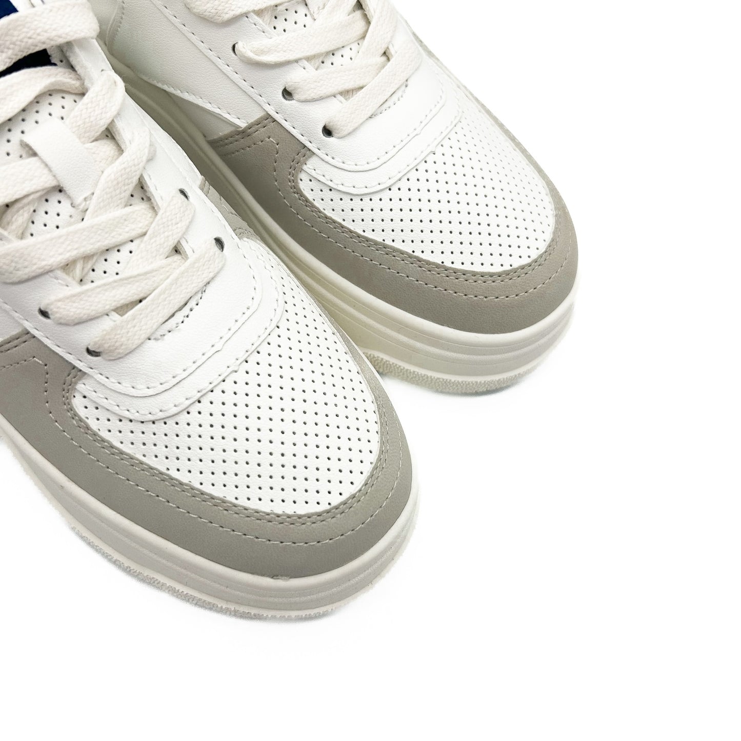 Sneakers GAP Platform Albi cu Detalii Gri și Bleumarin