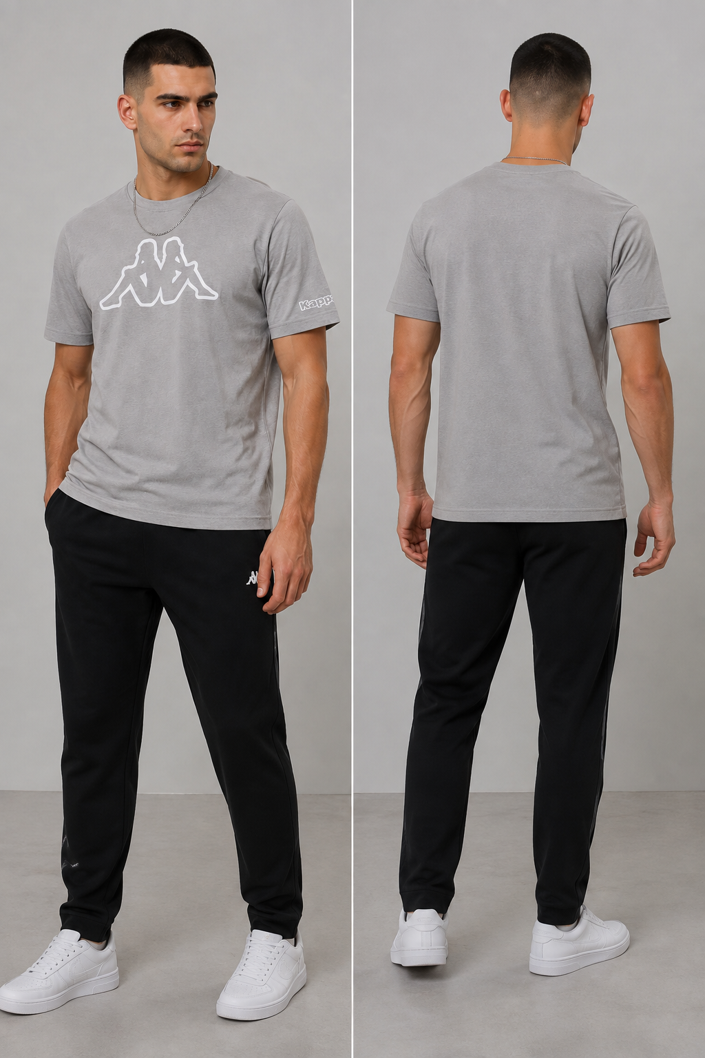 Tricou Kappa Logo Gri Deschis Bărbați