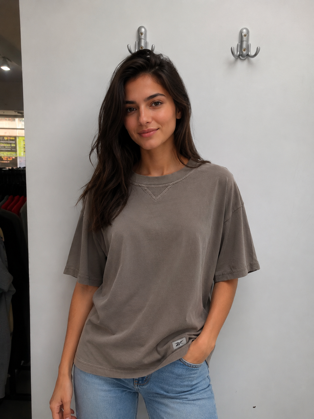 Tricou Reebok Oversize Gri Taupe Femei