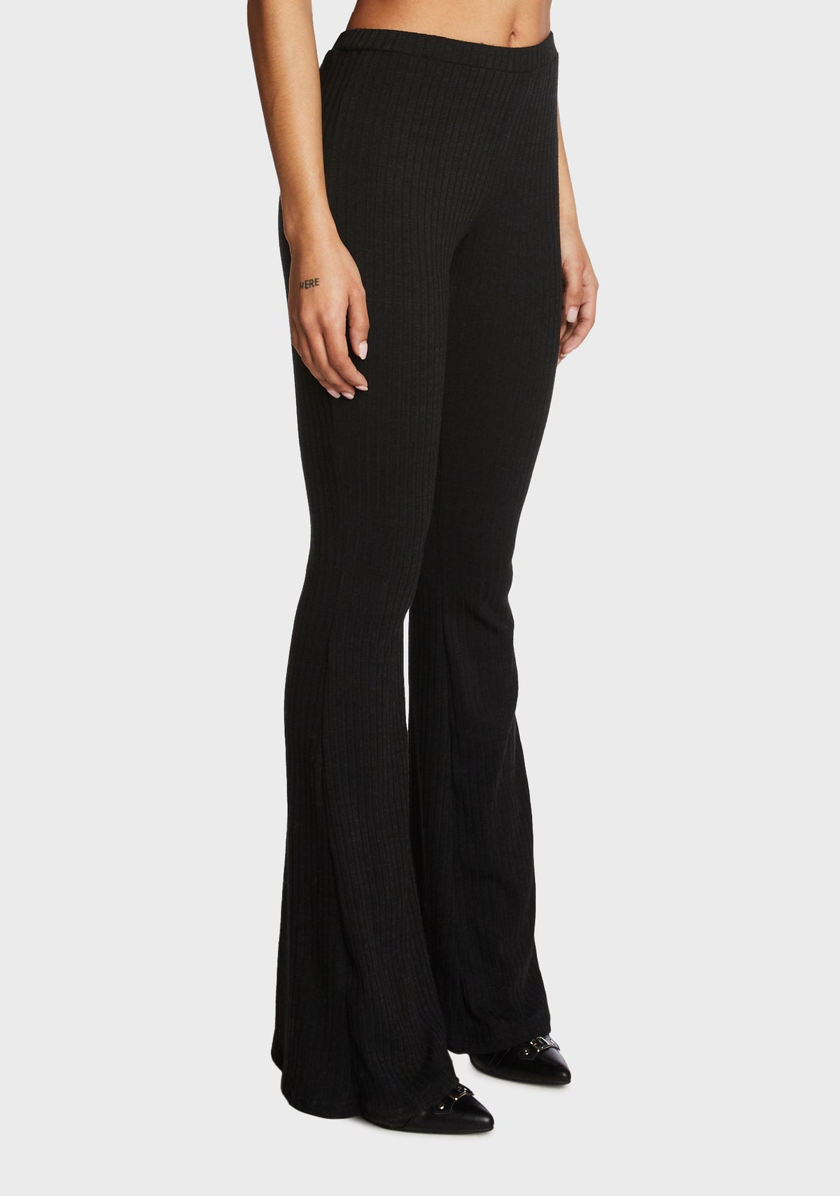 Pantaloni dekota ribbed flared Dekota Ribbed Edikted pentru femei