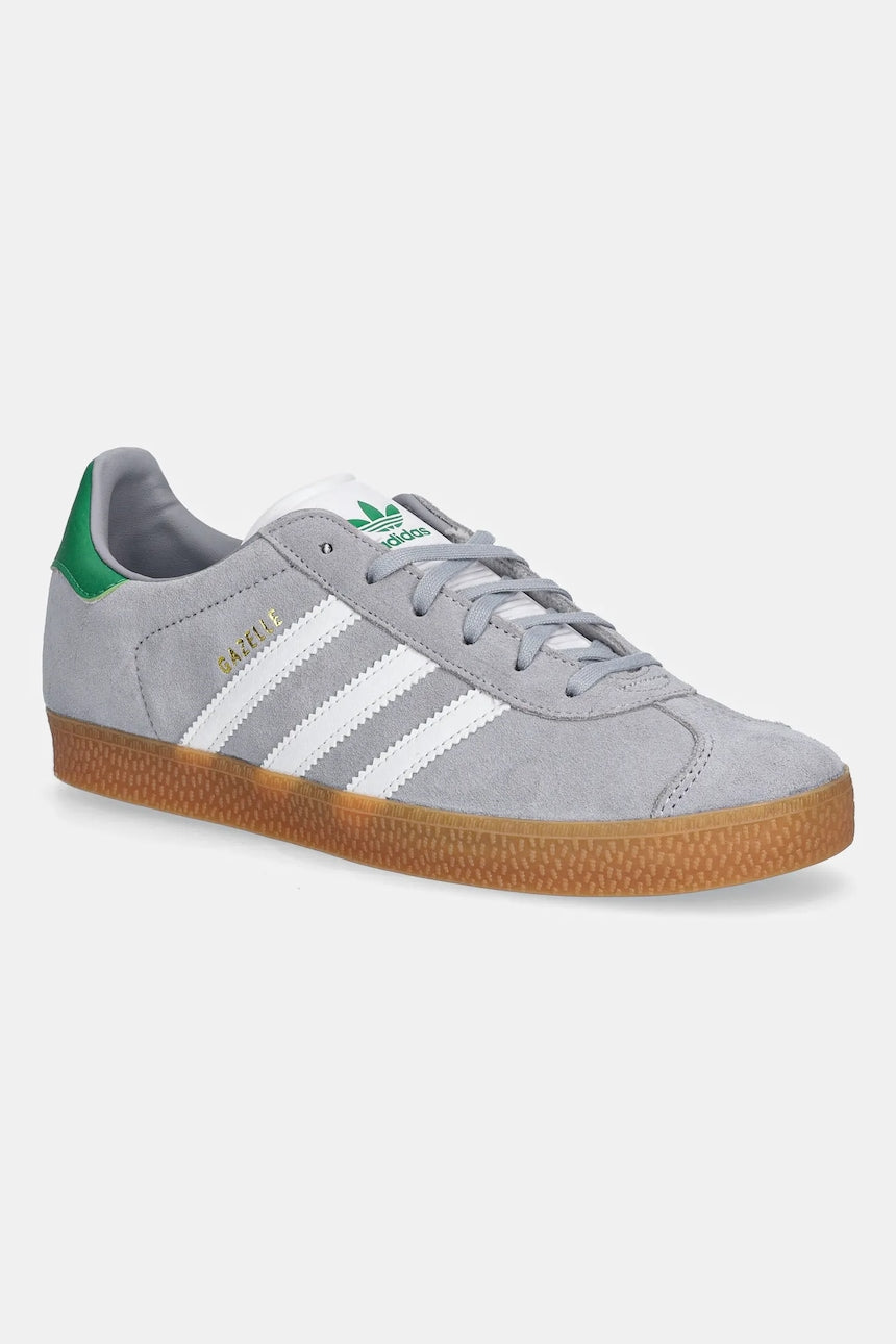 Sneakers Adidas Gazelle Gri cu Alb și Verde – Piele Naturală & Material Sintetic