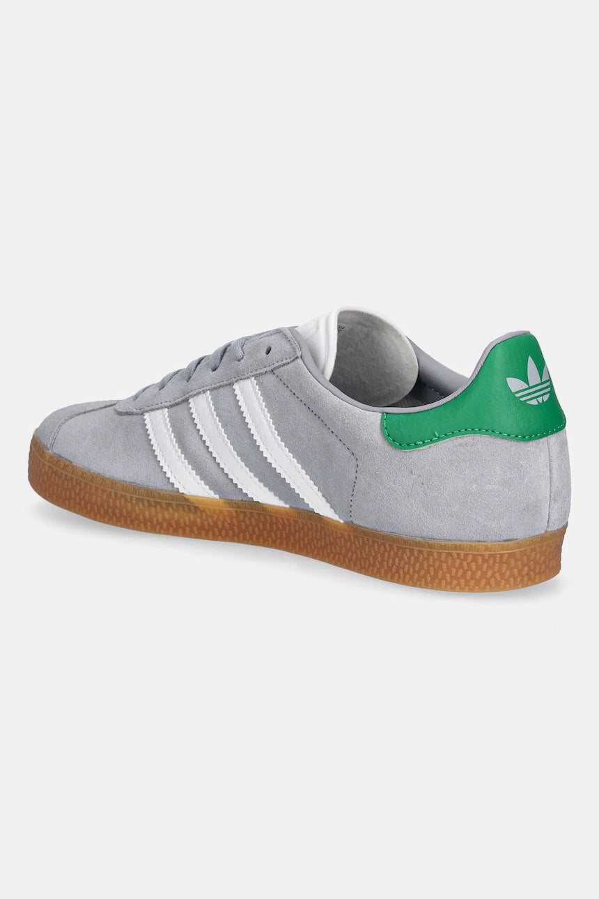 Sneakers Adidas Gazelle Gri cu Alb și Verde – Piele Naturală & Material Sintetic