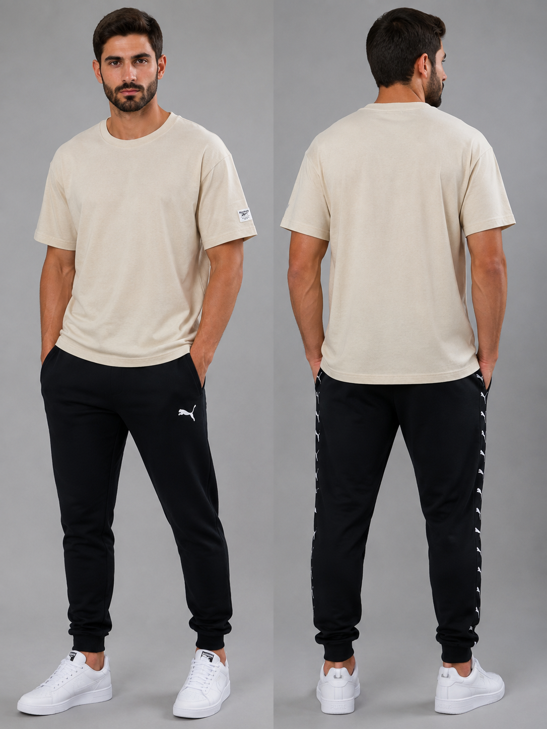 Tricou Reebok Oversized Crem Bărbați