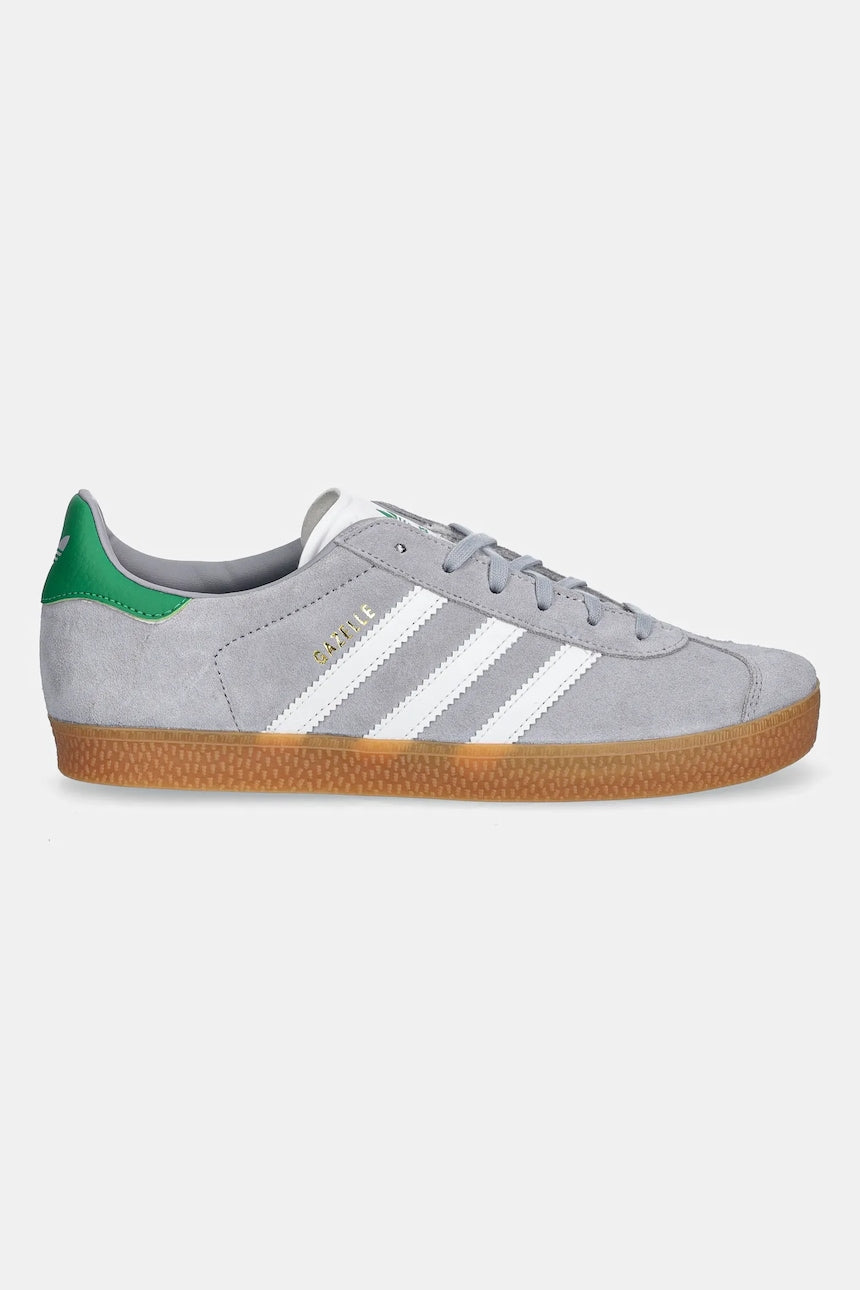 Sneakers Adidas Gazelle Gri cu Alb și Verde – Piele Naturală & Material Sintetic