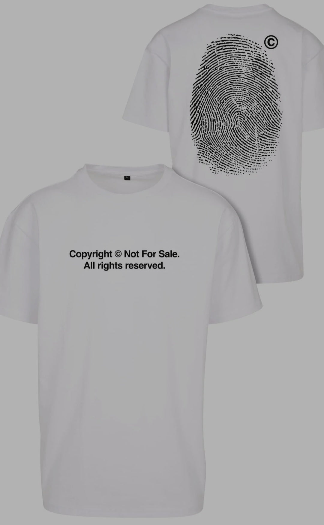 Tricou Oversized Alb Bărbați cu Imprimeu Fingerprint