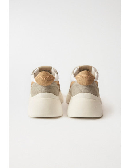 SAS Sneakers Bej, Gri Deschis și Alb din Piele Naturală Întoarsă și Material Sintetic
