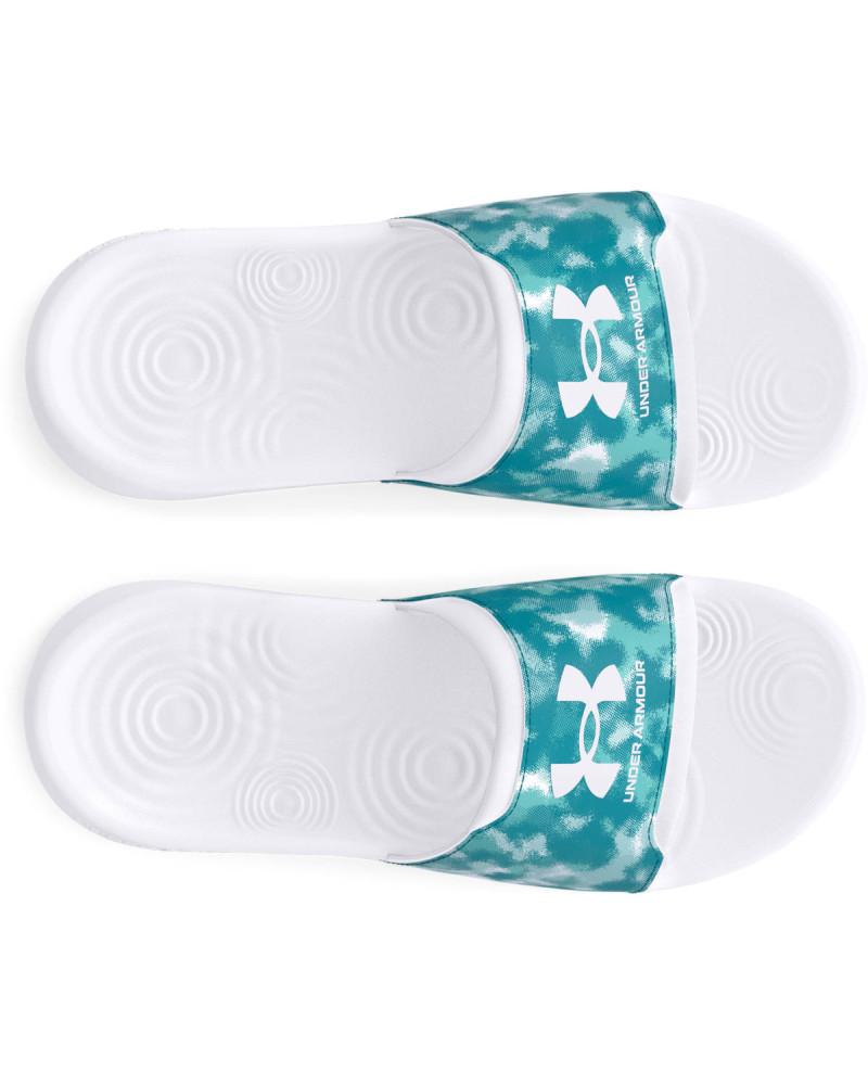 Papuci Under Armour Ansa Graphic Damă, Alb/Turcoaz, Imprimeu Tie-Dye