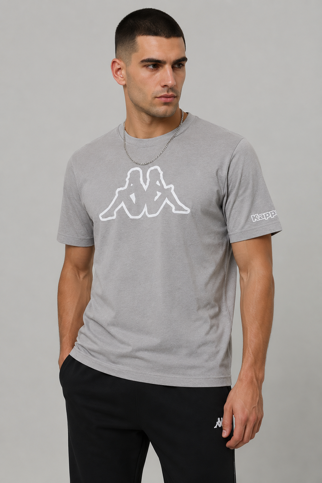 Tricou Kappa Logo Gri Deschis Bărbați